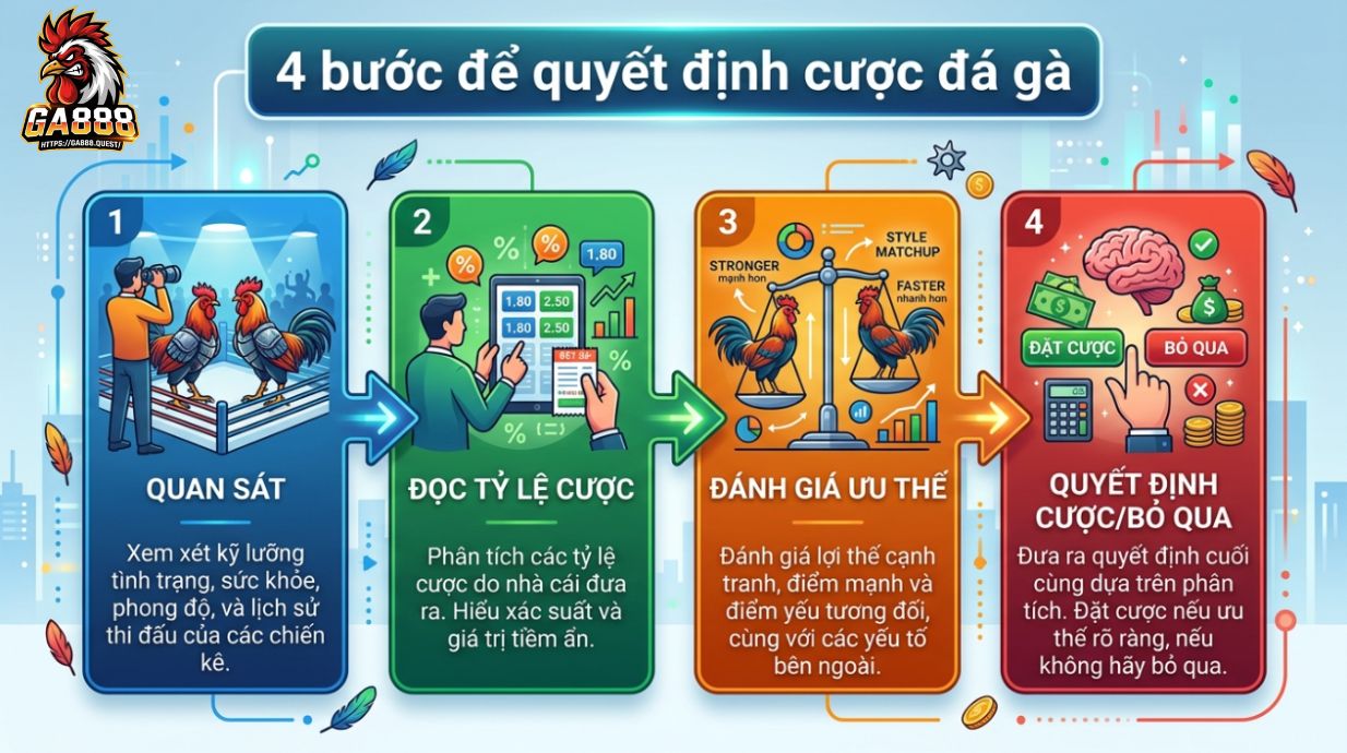 4 bước để quyết định cược đá gà