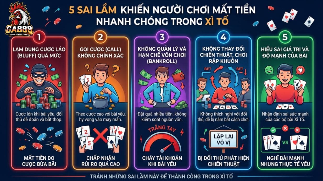 5 sai lầm khiến người chơi Xì Tố cháy vốn nhanh