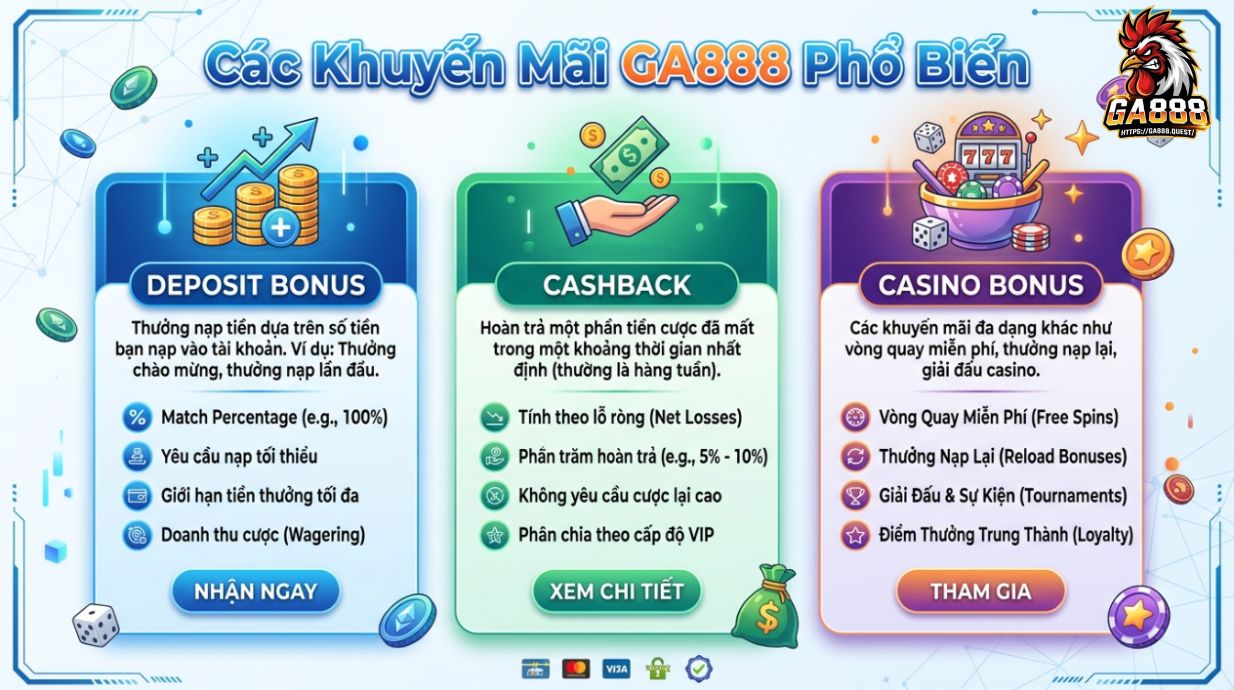 Các Khuyến Mãi GA888 Phổ Biến