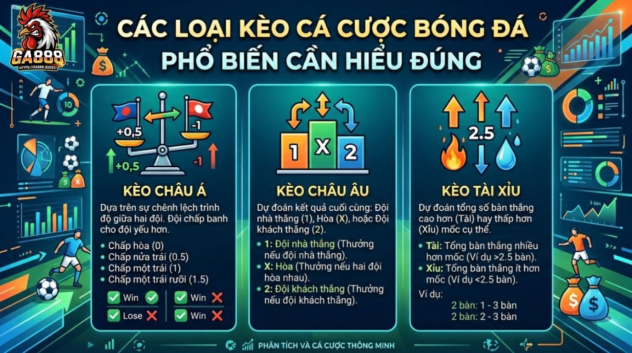 Các loại kèo bóng đá phổ biến cần hiểu đúng