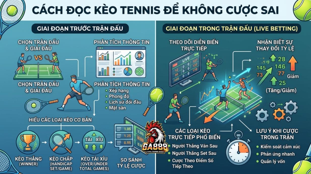 Cách đọc kèo tennis để không cược sai