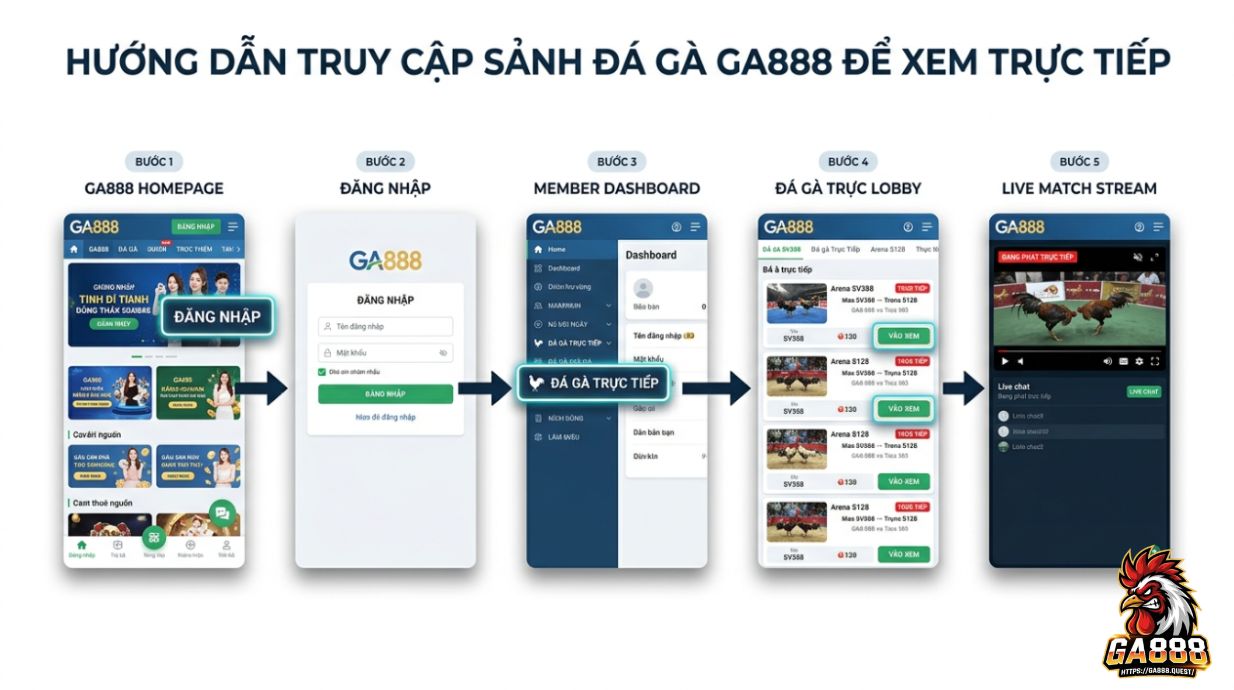 Cách vào sảnh đá gà GA888 để xem trận đang chạy
