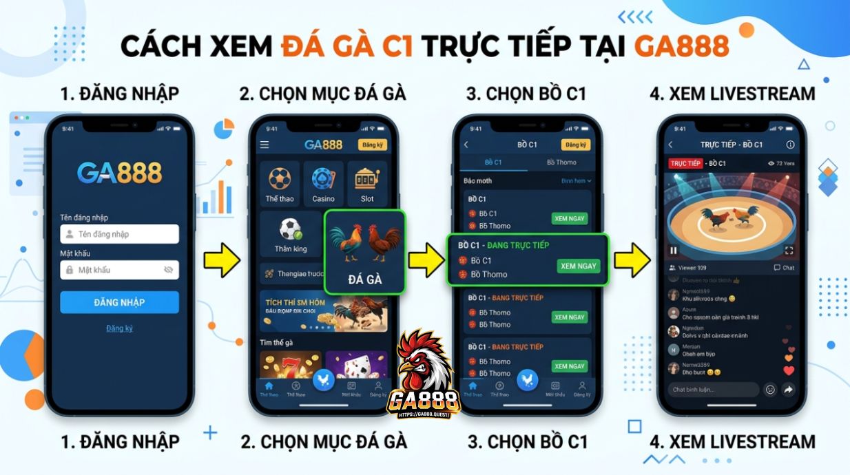 Cách xem đá gà C1 trực tiếp tại GA888