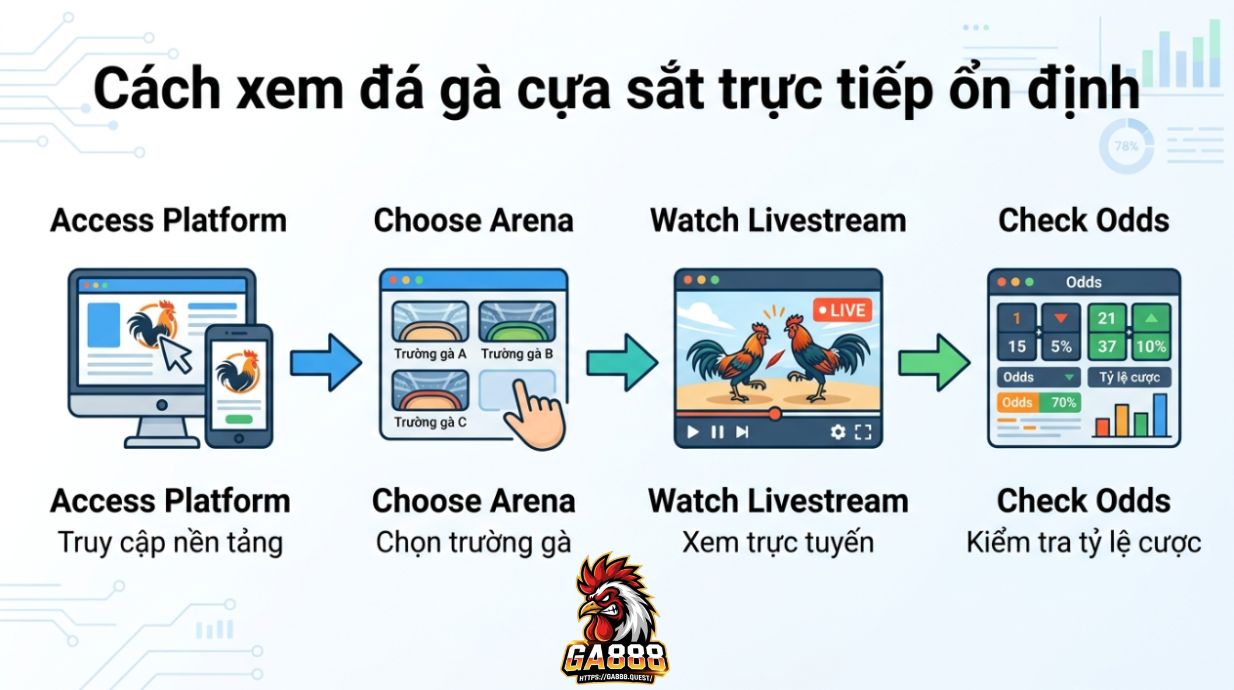 Cách xem đá gà cựa sắt trực tiếp ổn định