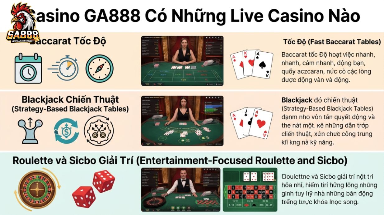 Casino GA888 Có Những Live Casino Nào