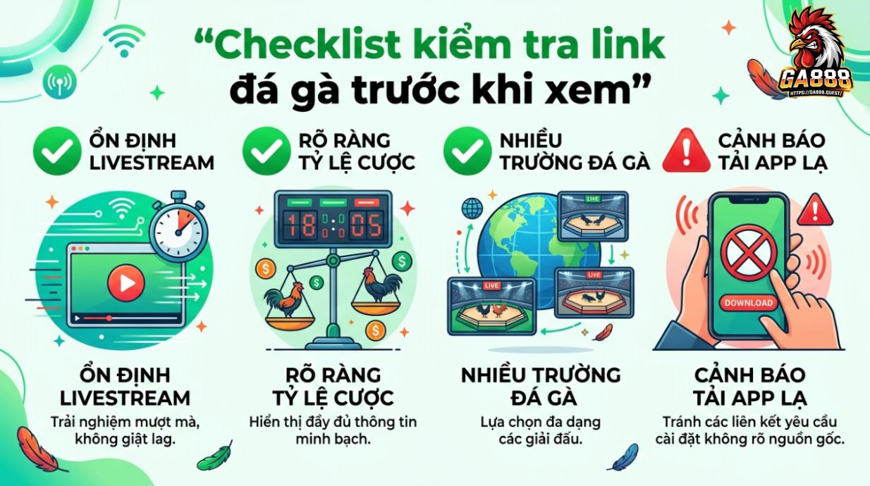 Checklist kiểm tra link đá gà trước khi xem