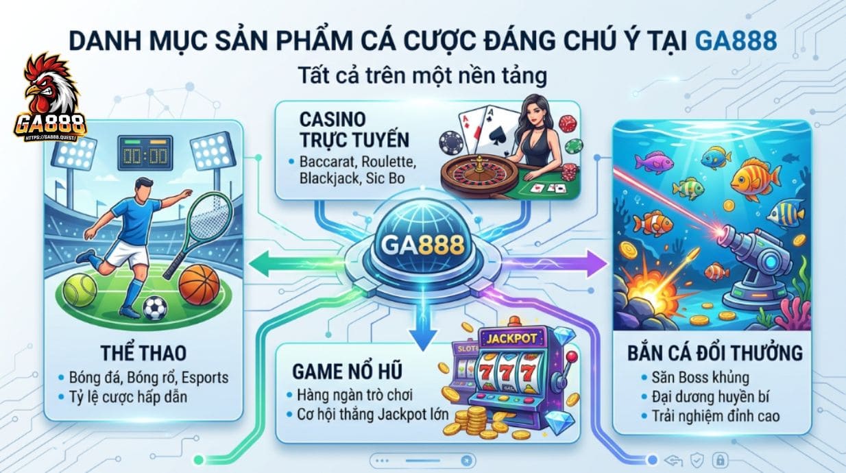 Danh mục sản phẩm cá cược đáng chú ý tại GA888