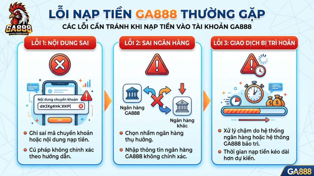 Lỗi Nạp Tiền GA888 Thường Gặp