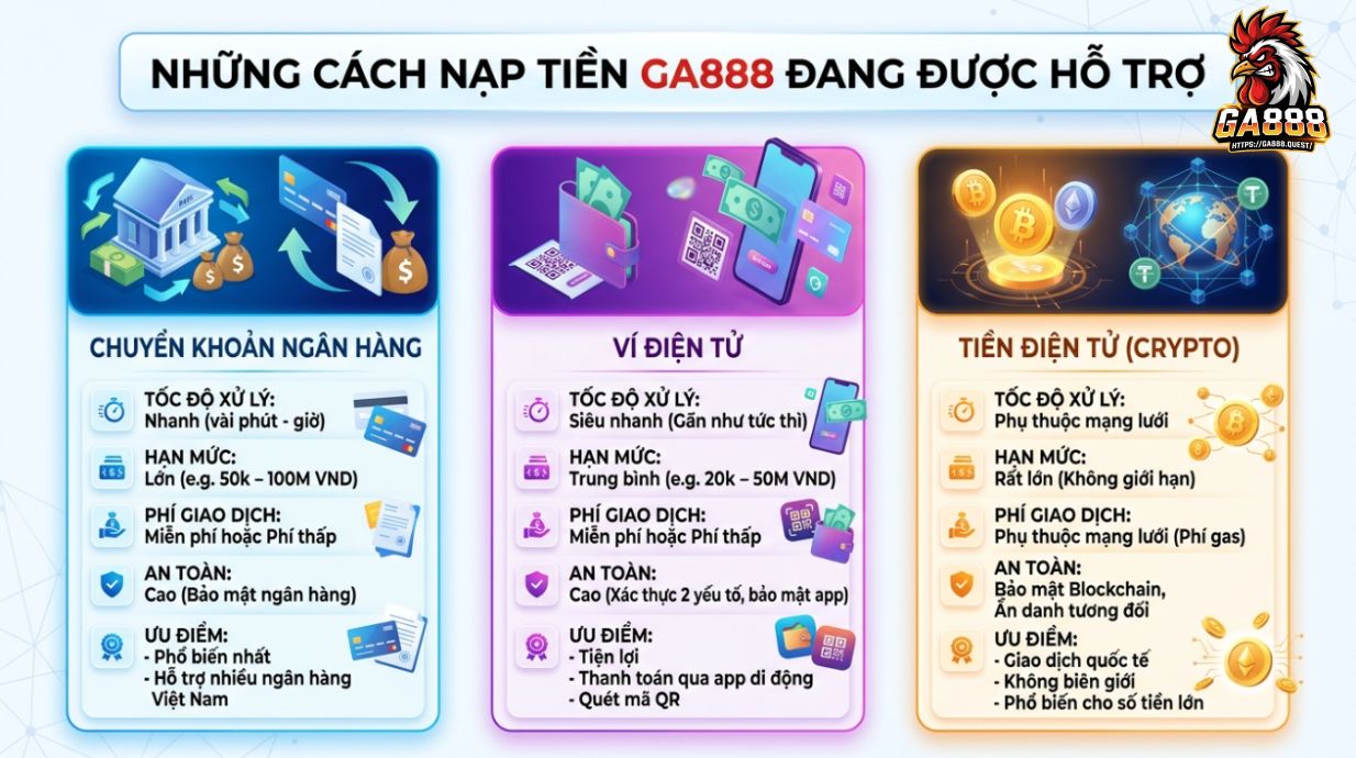 Những Cách Nạp Tiền GA888 Đang Được Hỗ Trợ