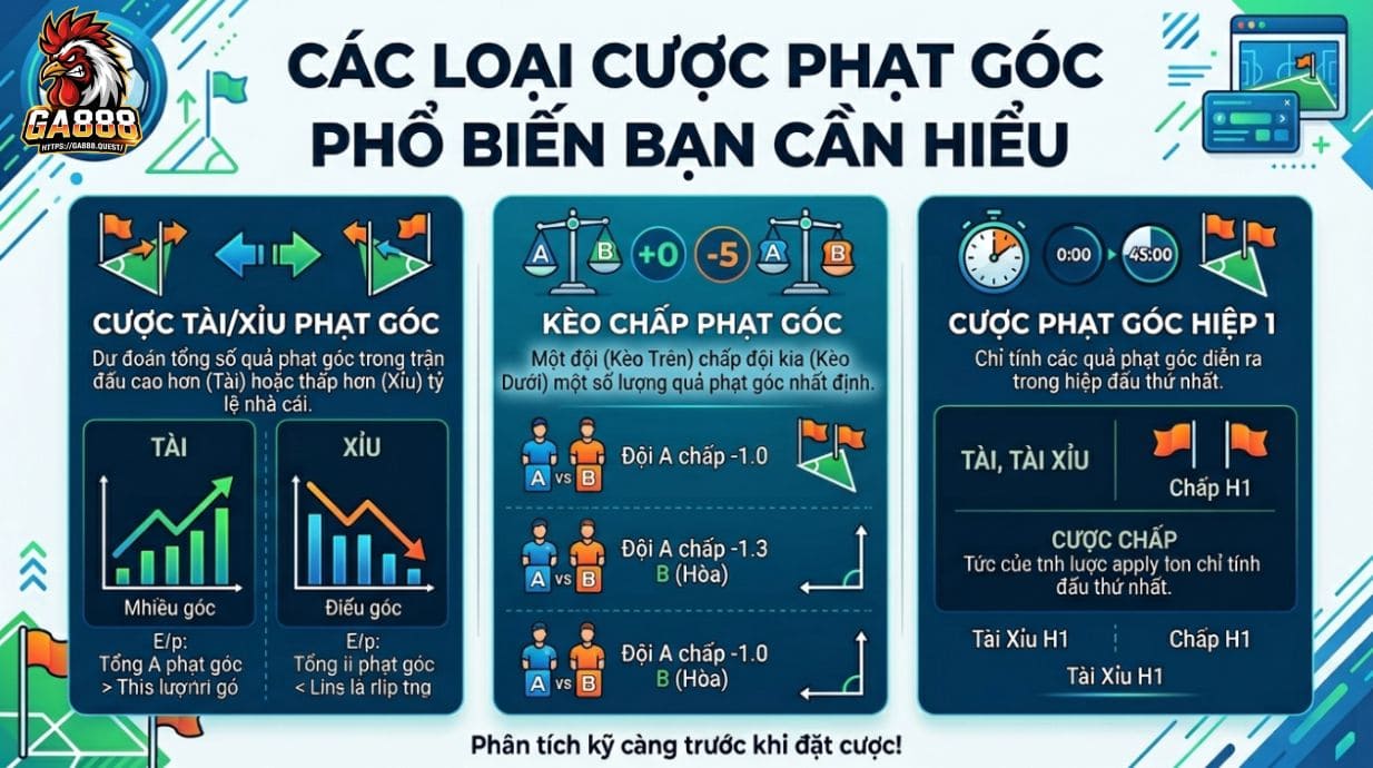 Những loại kèo phạt góc phổ biến cần hiểu rõ