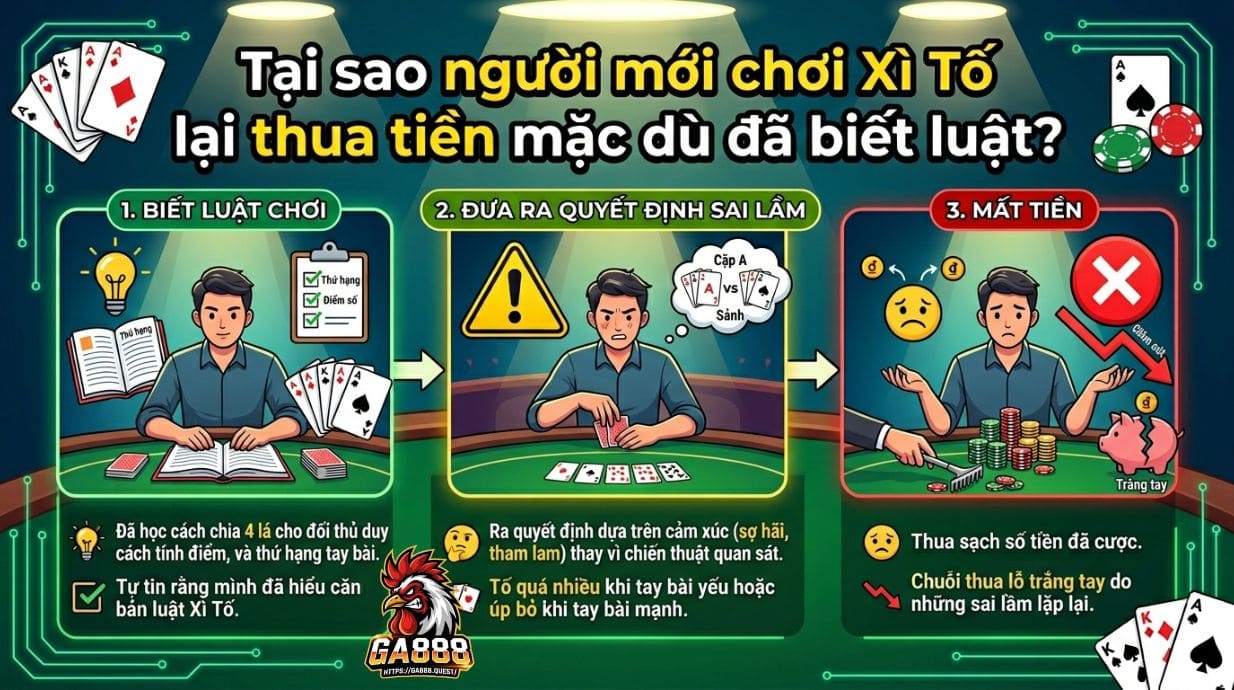 Vì sao người mới thua Xì Tố dù biết luật