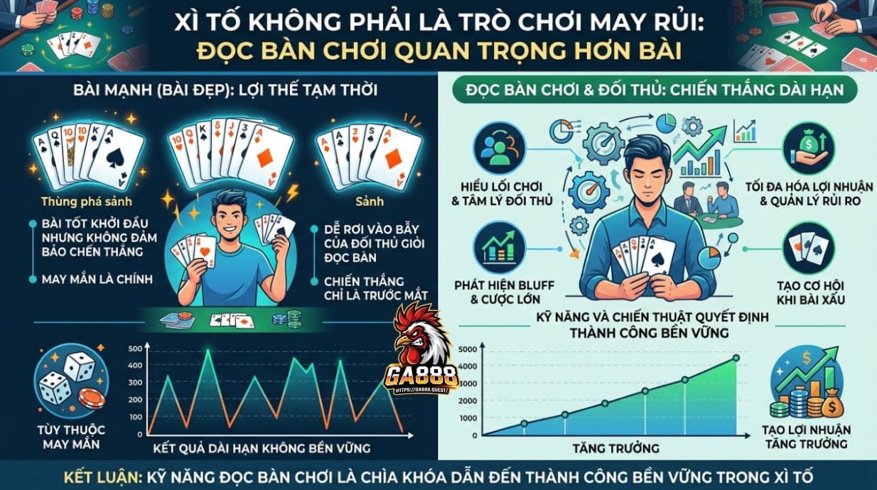 Xì Tố không phải game may rủi: cách đọc bàn quan trọng hơn bài