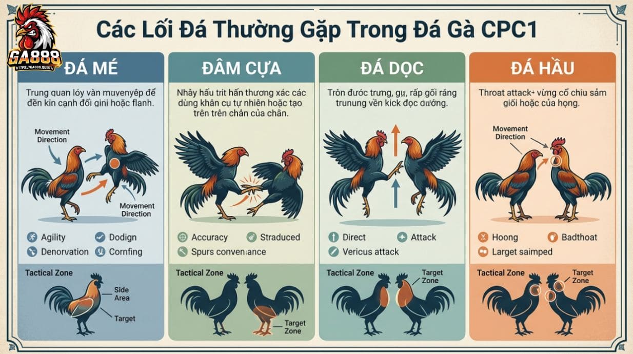 Các Lối Đá Thường Gặp Trong Đá Gà CPC1
