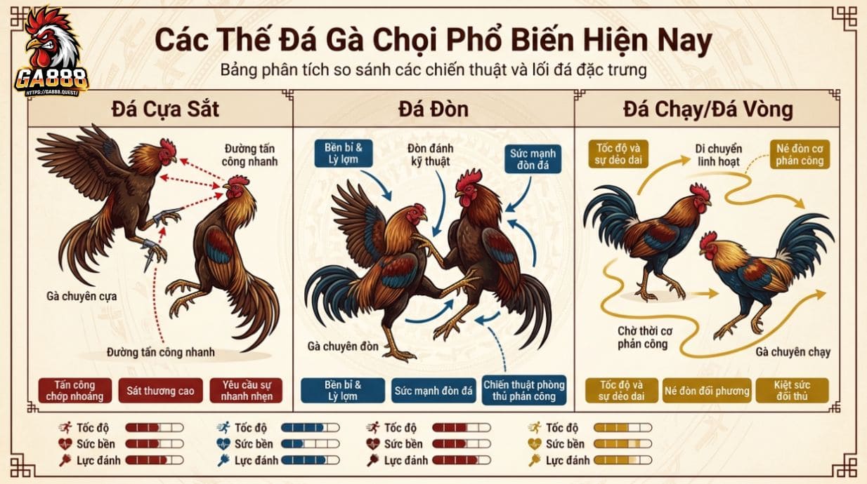 Các Thế Đá Gà Chọi Phổ Biến Hiện Nay