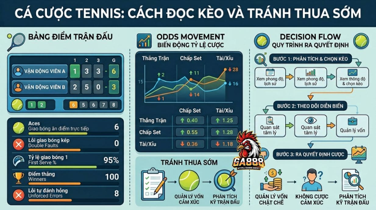 Cá cược tennis: Cách đọc kèo và tránh thua sớm