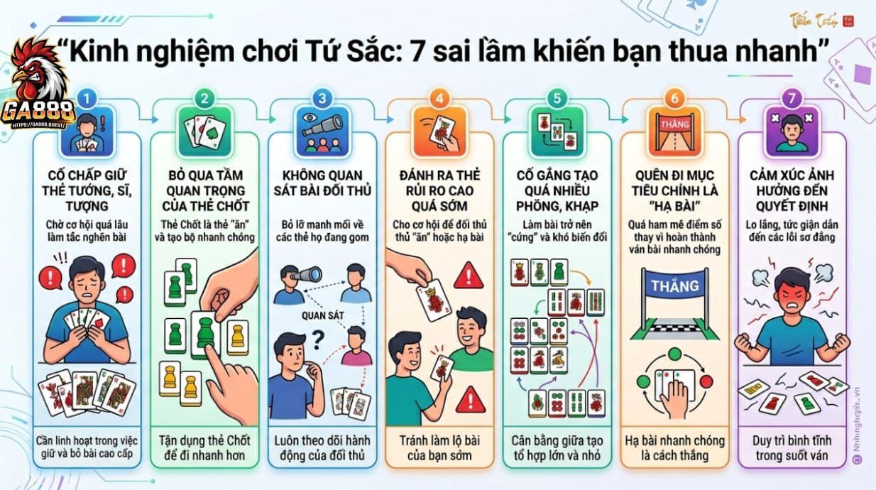 Kinh nghiệm chơi Tứ Sắc: 7 sai lầm khiến bạn thua nhanh