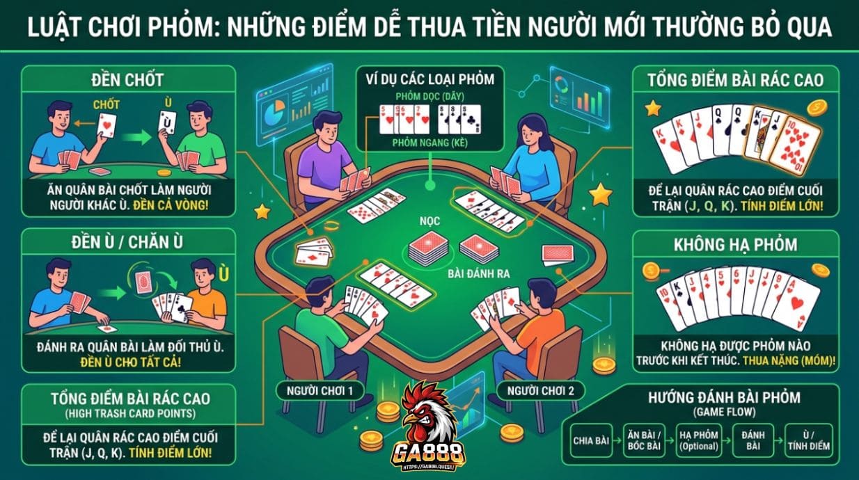 Luật Chơi Phỏm: Những điểm dễ thua tiền người mới hay bỏ qua
